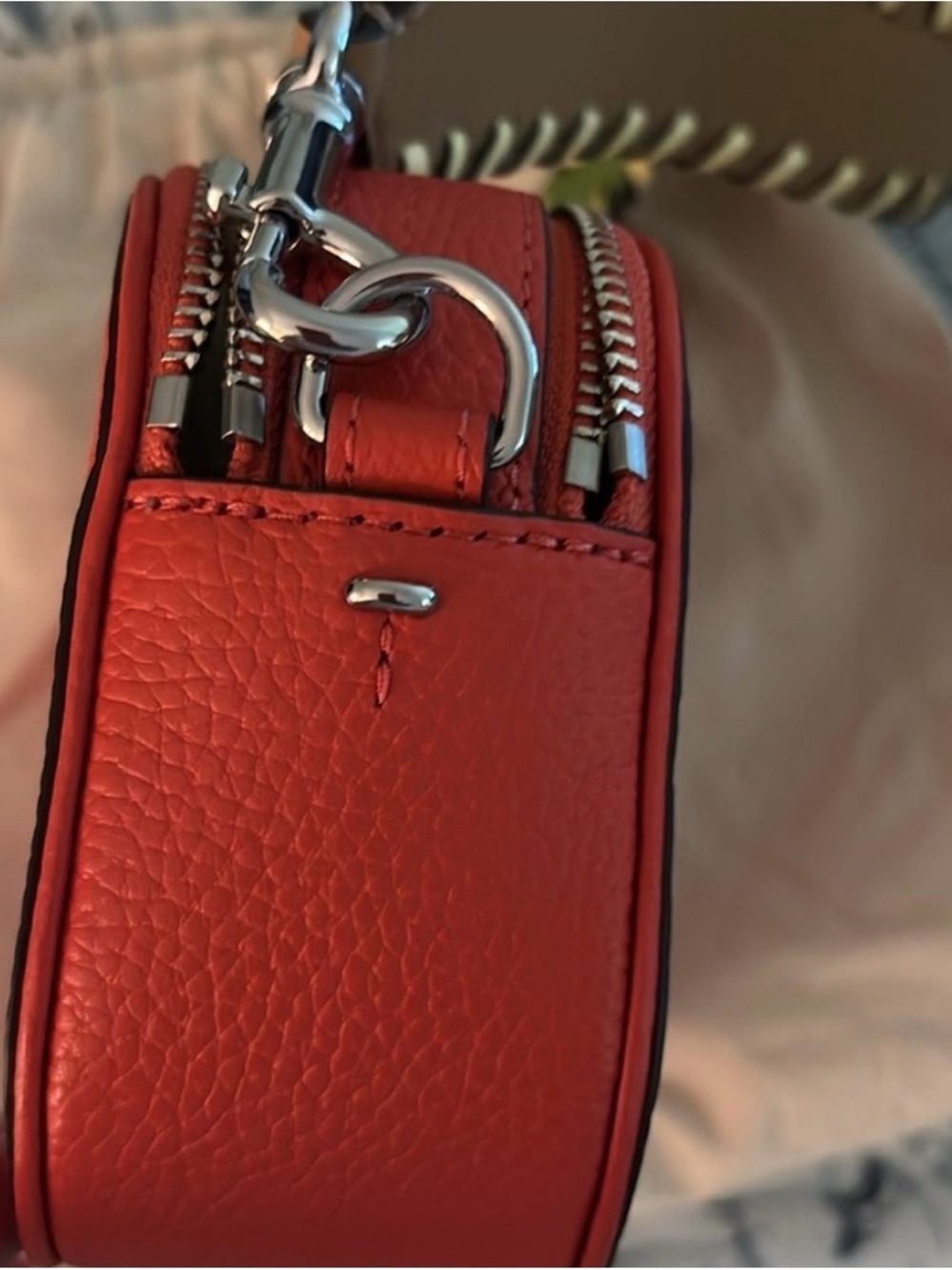 Tory Burch Poppy Red Leather Crossbody with Green Braided Strap - Picture 8 of 10